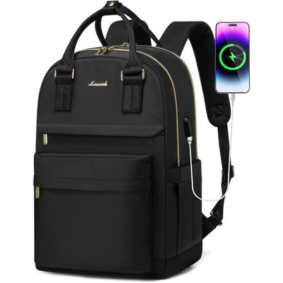 Laptop Backpack for Women 15.6 Inch, Black main image 4